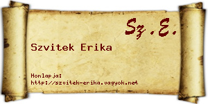 Szvitek Erika névjegykártya